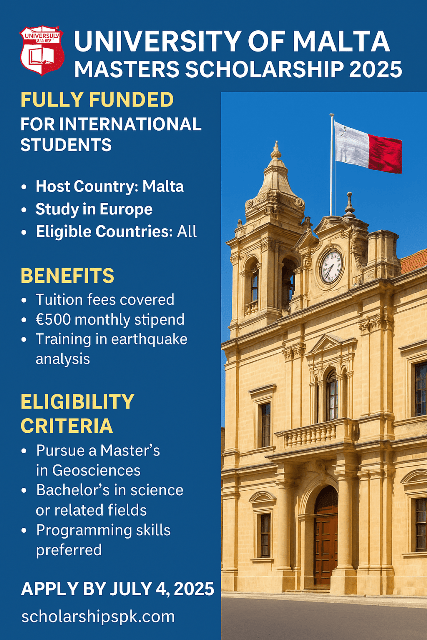 Fully Funded University of Malta Masters Scholarship 2025