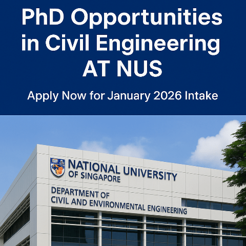 PhD Scholarships in Civil Engineering at NUS – Apply Now for January 2026 Intake