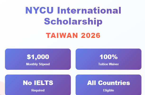 Fully Funded NYCU International Scholarship Taiwan 2026