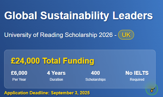Fully Funded Scholarship 2026 in UK - University of Reading