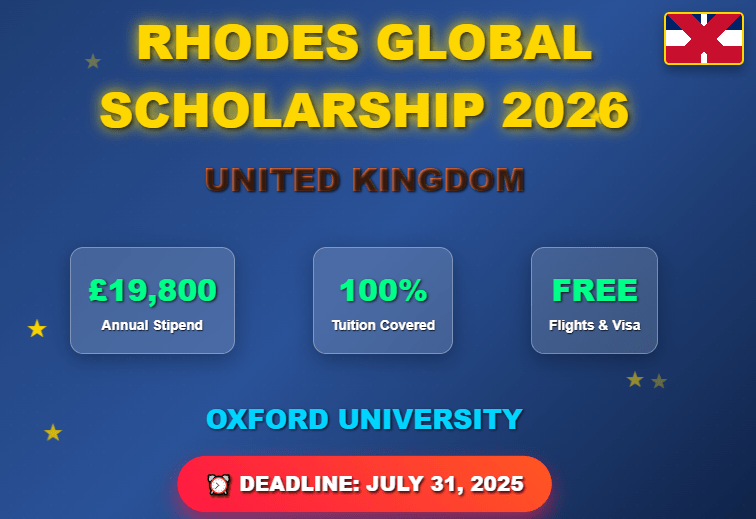 Rhodes Global Scholarship 2026 Oxford University - Apply Now