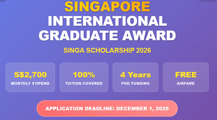 Singapore International Graduate Award 2026: SINGA Scholarship