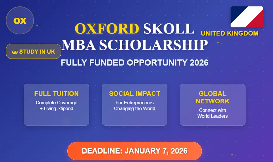 Fully Funded Oxford MBA Scholarship 2026: Skoll Scholarship Application