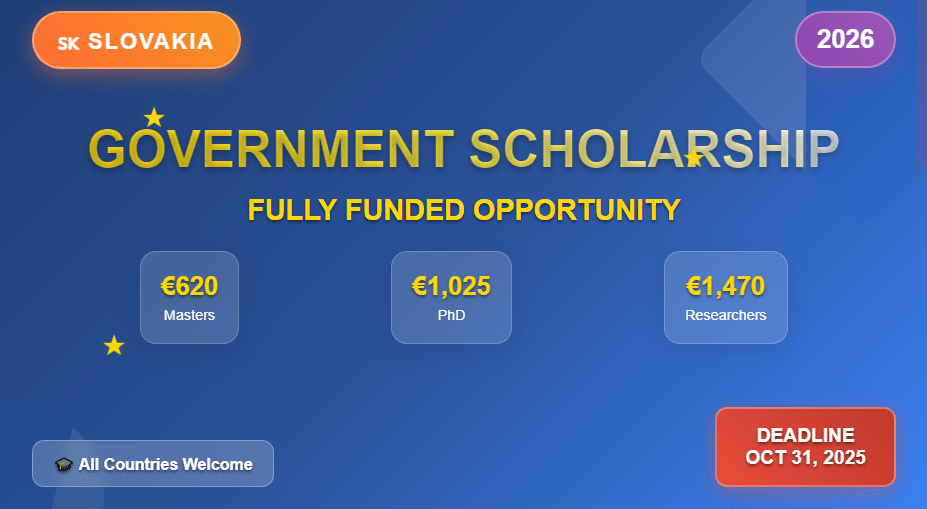 Slovakia Government Scholarship 2026: Fully Funded Study Opportunities